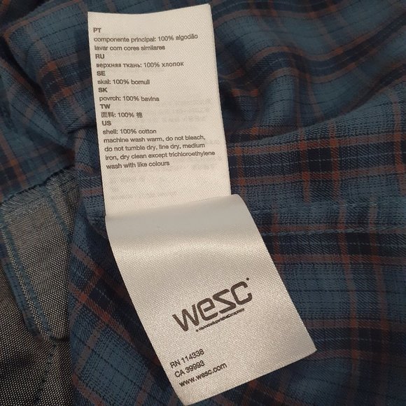 Wezc men's medium plaid color blocked button down long sleeve shirt - Picture 8 of 11